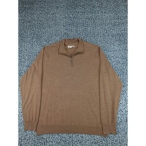 Goodthreads Quarter Zip Sweater Mens XL Brown 100% Merino Wool Mock Neck